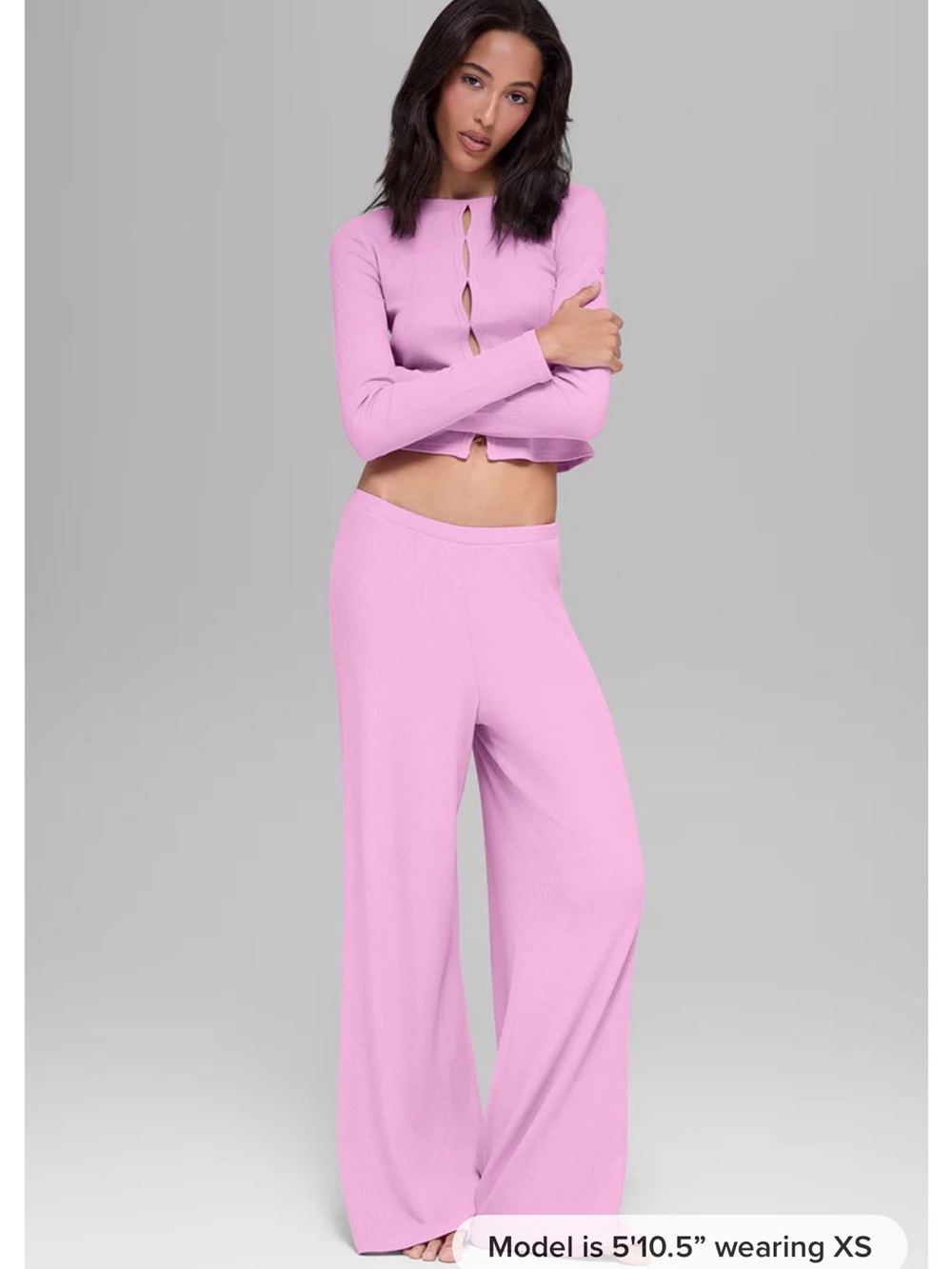 ALO Yoga Mid Rise Dreamslight straight Pants & Long Sleeve Top Set